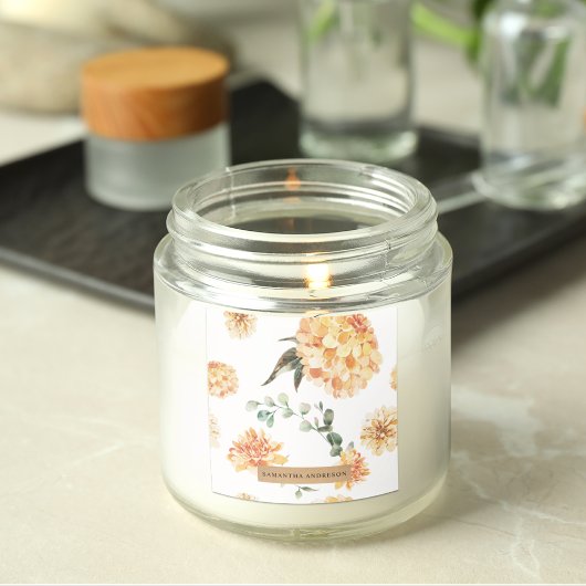 花モダン黄&クラフトパーソナライズされたギフト スクエアシール