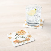 花モダン黄&クラフトパーソナライズされたギフト スクエアペーパーコースター (インサイチュ)