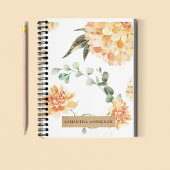 花モダン黄&クラフトパーソナライズされたギフト ノートブック