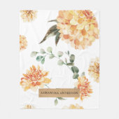 花モダン黄&クラフトパーソナライズされたギフト フリースブランケット (正面)