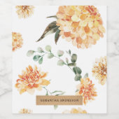 花モダン黄&クラフトパーソナライズされたギフト ワインラベル (シングルラベル)