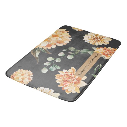 花モダン黄&クラフトパーソナライズされた バスマット (アングル)