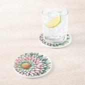 花モダン – ピンク、セージ、黄色の部分 コースター (側面)