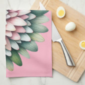 花モダン – ピンク、セージ、黄色 キッチンタオル (四つ折り)