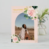 花モダン |金ゴールドダストアーチフォトフォイ実在ルー 箔招待状 (立ち正面)