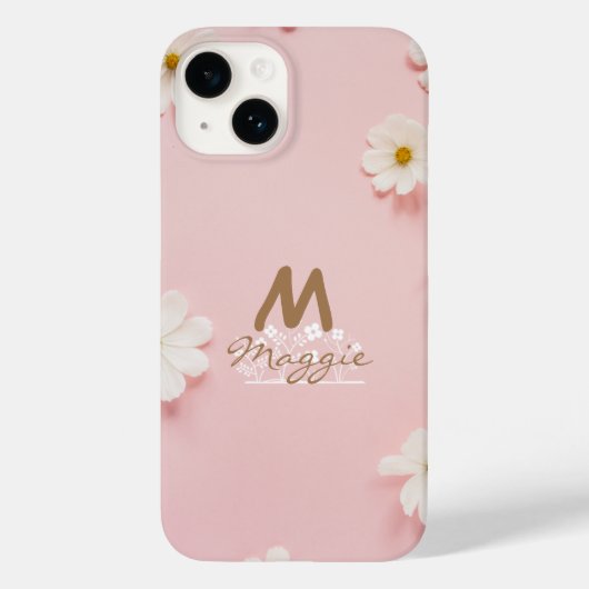 花モノグラムのかわいらしは可愛い撮影ピンク Case-Mate iPhoneケース (裏面)
