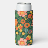 花モノグラムのパーソナライズされた スリム缶クーラー (Seltzer裏面)