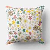 花モノグラムの子供部屋女の子ピンクオレンジ クッション (裏面)