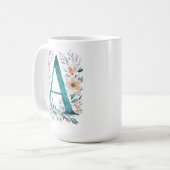 花モノグラム文字A コーヒーマグカップ (正面左)