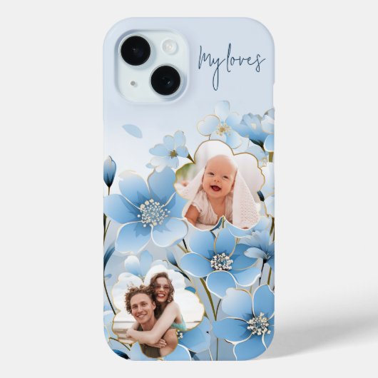 花ユニークの形をした可愛い青2枚 Case-Mate iPhoneケース (裏面)