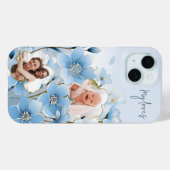 花ユニークの形をした可愛い青2枚 Case-Mate iPhoneケース (裏面 (横))