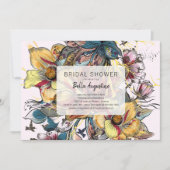 花ユニークはっきりしたのブライダルシャワー 招待状 (正面)