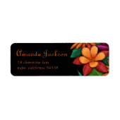 花ユニークカラフル花タイポグラフィ差出人住所 ラベル (正面)