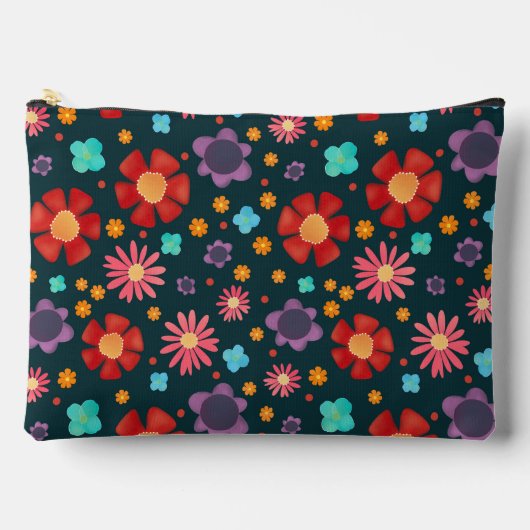 花ユニーク柄おもしろいカスタムアクセサリーバッグ アクセサリーポーチ (正面)