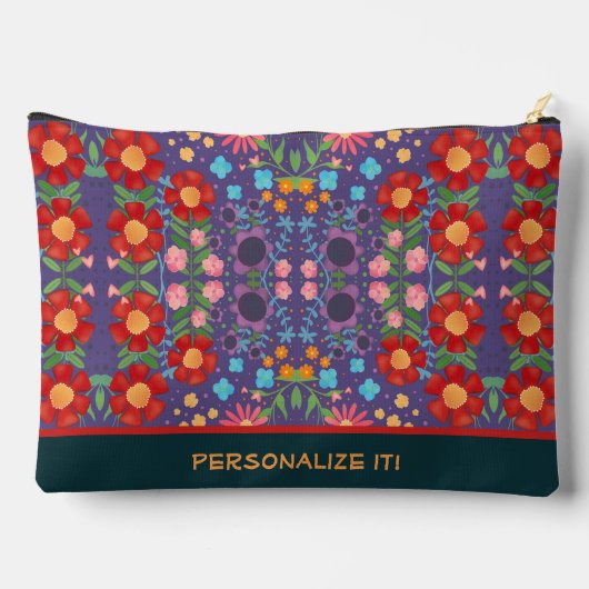 花ユニーク柄おもしろいカスタムアクセサリーバッグ アクセサリーポーチ (裏面)