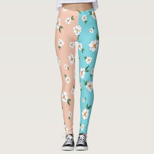 花ユニーク柄花二色 レギンス (正面)