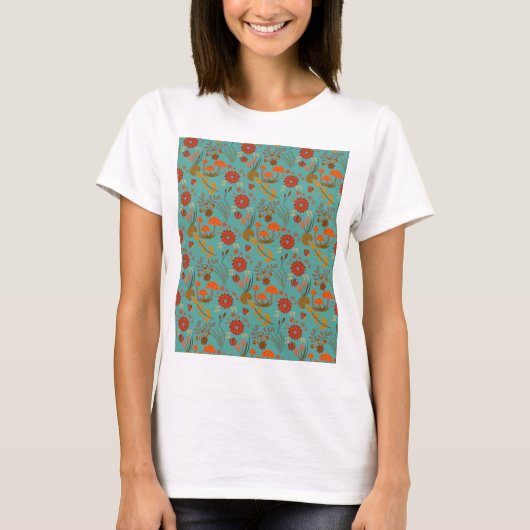 花ユニーク柄 Tシャツ (正面)