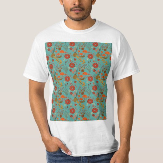 花ユニーク柄 Tシャツ (正面)