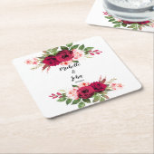 花ユーカリ緑の贈り物ラベル スクエアペーパーコースター (アングル)