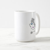 花ラインアートを持つ女性 コーヒーマグカップ (正面右)