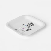 花ラインアートを持つ女性 ペーパープレート (傾斜あり)