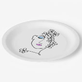 花ラインアートを持つ女性 ペーパープレート (アングル)