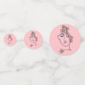 花ラインアートピンクの女性 コンフェッティ (正面)