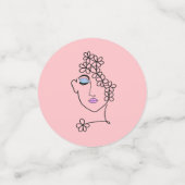 花ラインアートピンクの女性 コンフェッティ (スモール正面)