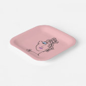 花ラインアートピンクの女性 ペーパープレート (傾斜あり)