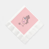 花ラインアートピンクの女性 縁ありランチョンナプキン (角)