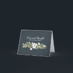 花リースかわいいヴィンテージ結婚式サンキューカード サンキューカード<br><div class="desc">白いフローラ結婚リースと枝で美しい手のサンキューカードを描離れいた。</div>