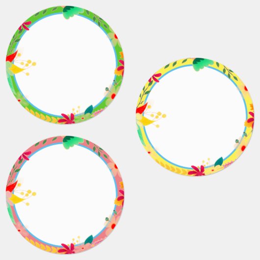 花リースカラフル国の防水ラベル ラベル (グループ)