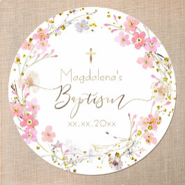 花リースバプテスマ ラウンドシール