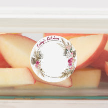 花リース付中円防水ラベル