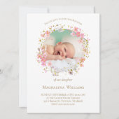 花リース写真枠 | バプテスマ招待状 招待状 (正面)