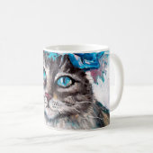 花リース油絵の猫。ウィンテ コーヒーマグカップ (正面右)