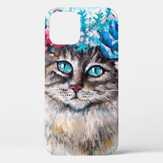 花リース油絵の猫。ウィンテ Case-Mate iPhoneケース (裏面)