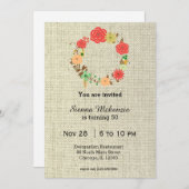 花リース誕生日 招待状 (正面/裏面)