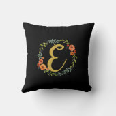 花リース金ゴールドモノグラムイニシャルEクッション クッション (裏面)