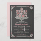 花レースのようお誕生日ケーキシャルボード招待状5x7 招待状 (正面/裏面)