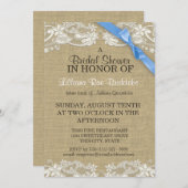 花レースデザインとリボン ブライダルシャワー 招待状 (正面/裏面)