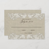 花レースデザインのウェディングレスポンス 出欠カード (正面/裏面)