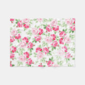 花ロマンチックでモダンなピンクの白く粋なバラ フリースブランケット (正面(横))