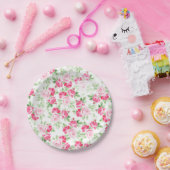 花ロマンチックでモダンなピンクの白く粋なバラ ペーパープレート (パーティー)