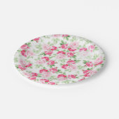 花ロマンチックでモダンなピンクの白く粋なバラ ペーパープレート (アングル)