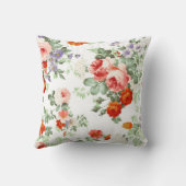 花ロマンチックで赤いオレンジレトロのガーリーなバラ クッション (裏面)