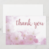 花ローズゴールドエレガント モダン プレーン モダン サンキューカード (正面/裏面)