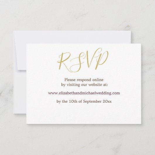 花ローズピンクエレガントウェディング出欠確認カード 招待状 (正面)