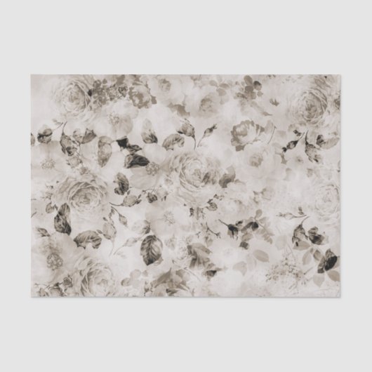 花ヴィンテージのぼろぼろのエレガントで白い灰色のバラ 薄葉紙 (正面)