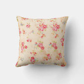 花ヴィンテージのぼろぼろのシックでガーリーなピンクの青いバラ クッション (裏面)